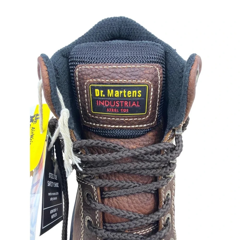 Dr. Martens Steel Toe Boots Mens 7 Womens 8 Brown New Industrial Safety Boots